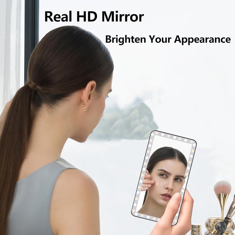 Deluxsa Car Sun Visor Vanity Mirror, 3 Light Modes & 60 LEDs, Rechargeable Dimmable Touch Screen Travel Makeup Mirror,Universal for Truck SUV-Car Accessories Essentials for Women（White） - Image 5